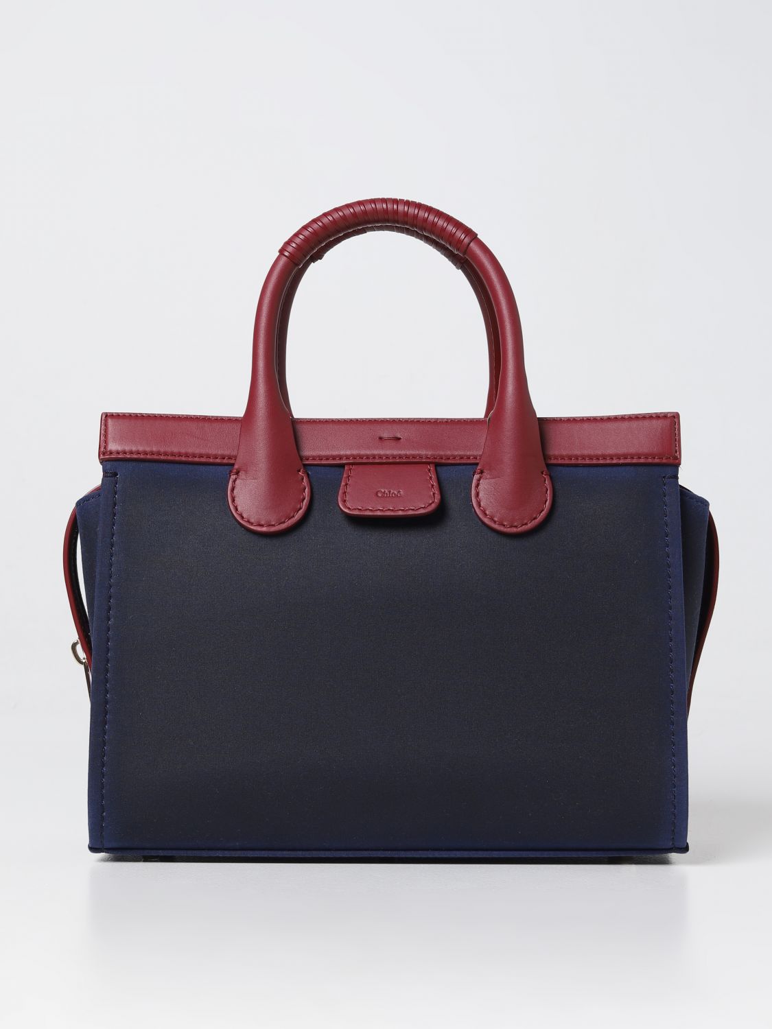 Chloé Edith Barbour X  Bag In Cotton And Leather In Blue