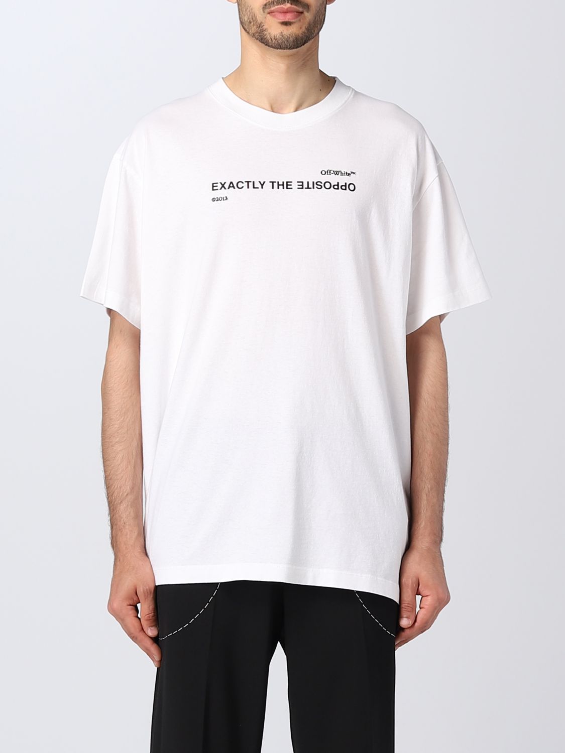 OFF-WHITE: t-shirt for man - White | Off-White t-shirt OMAA038S23JER004 ...