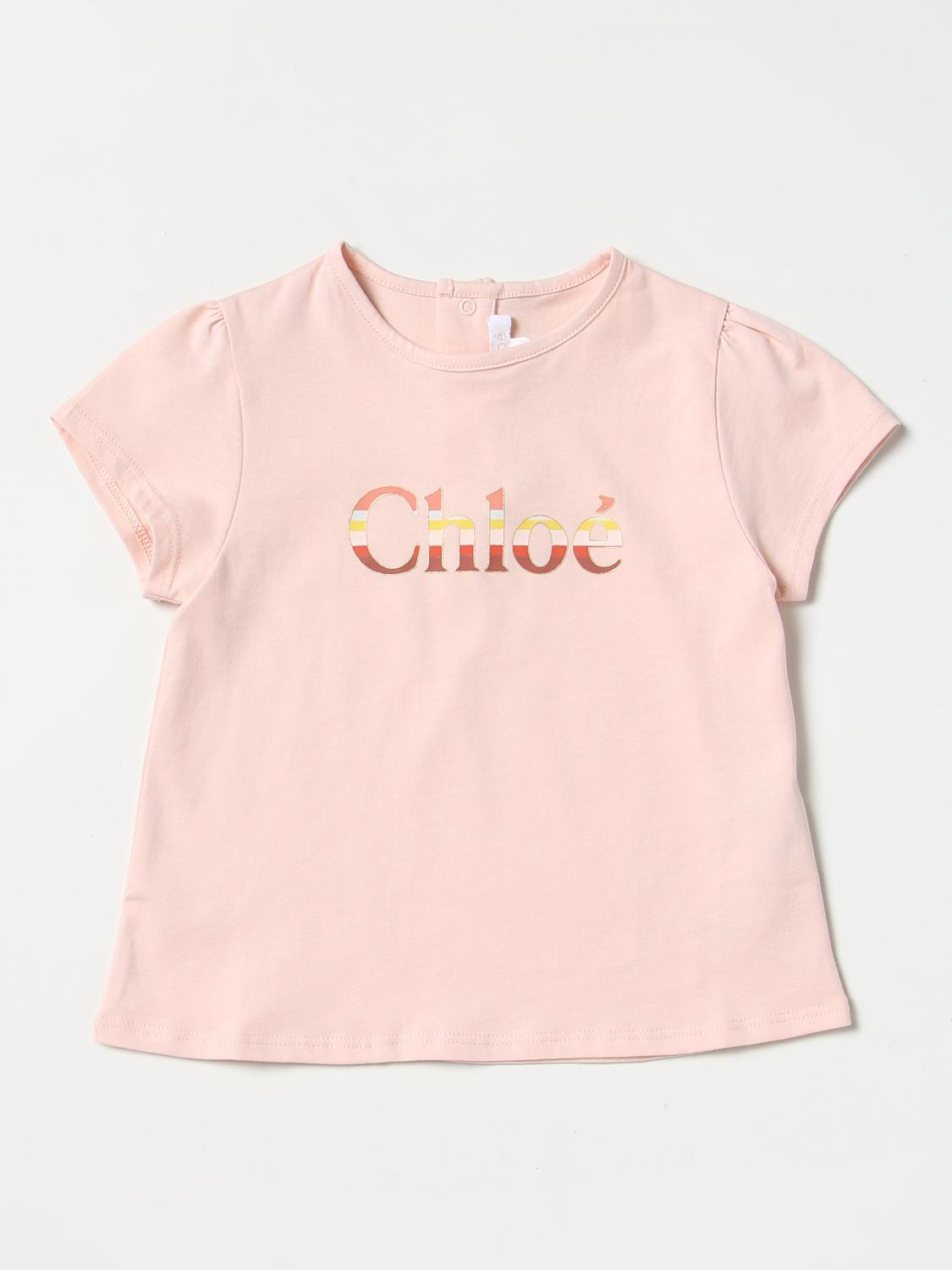 Chloé Logo-patch T-shirt In Pink