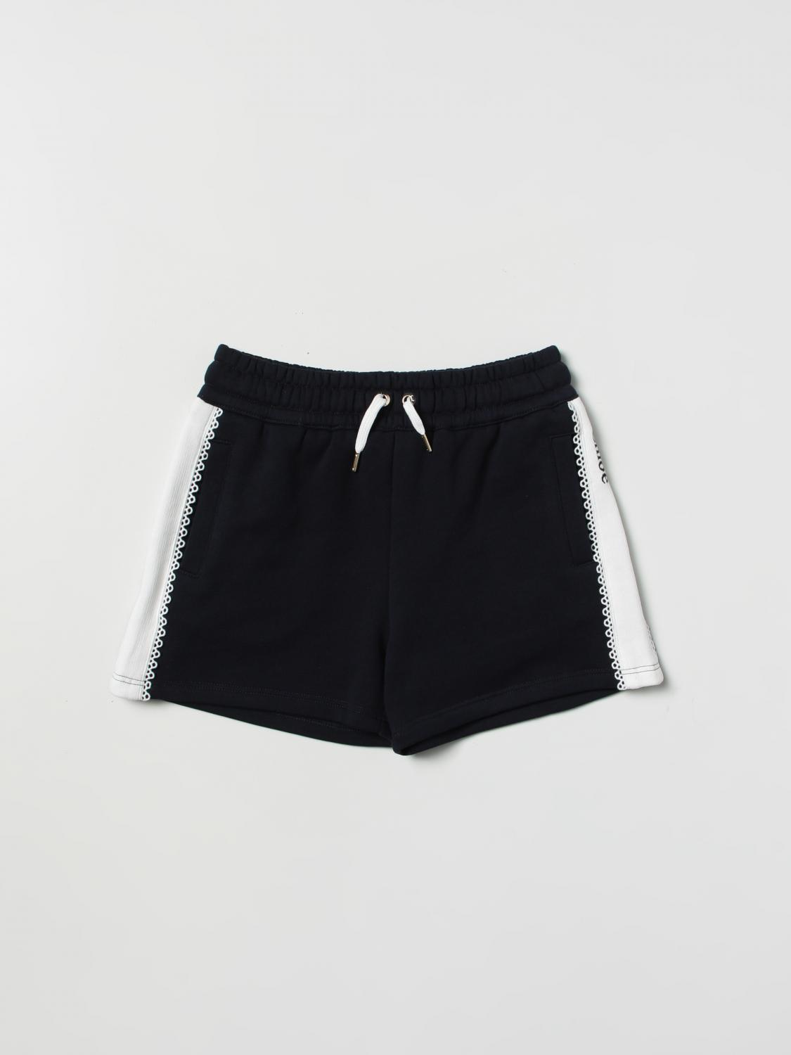 Chloé Kids Drawstring Casual Shorts In Marine