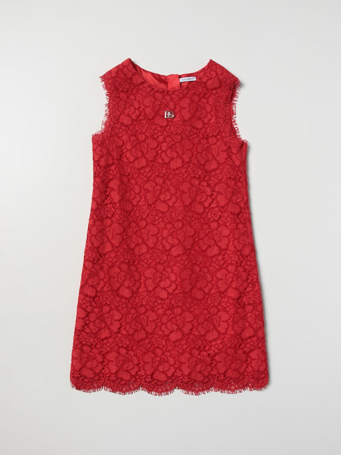Dolce & Gabbana Kids' Lace Dress In Red