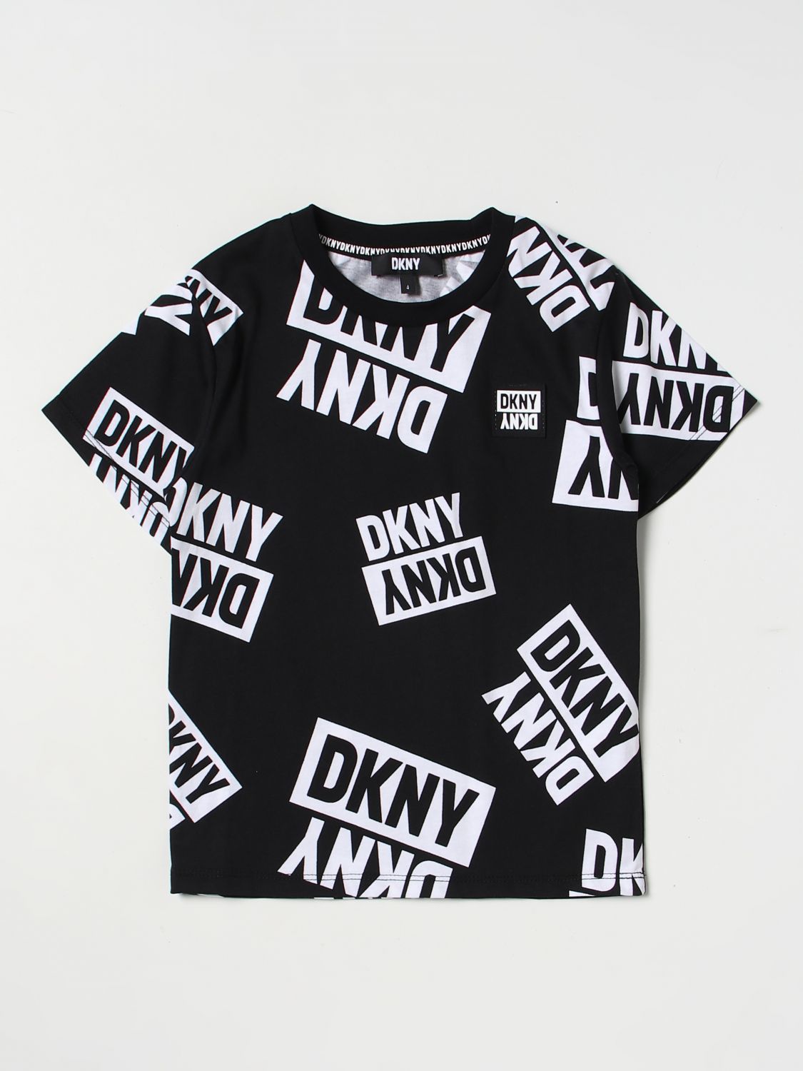 Dkny Kids' Black & White Logo Cotton T-shirt