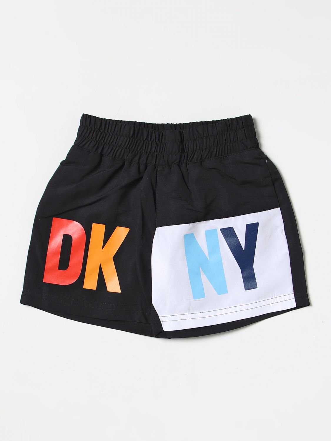Dkny Kids' Logo-print Swim Shorts In Black