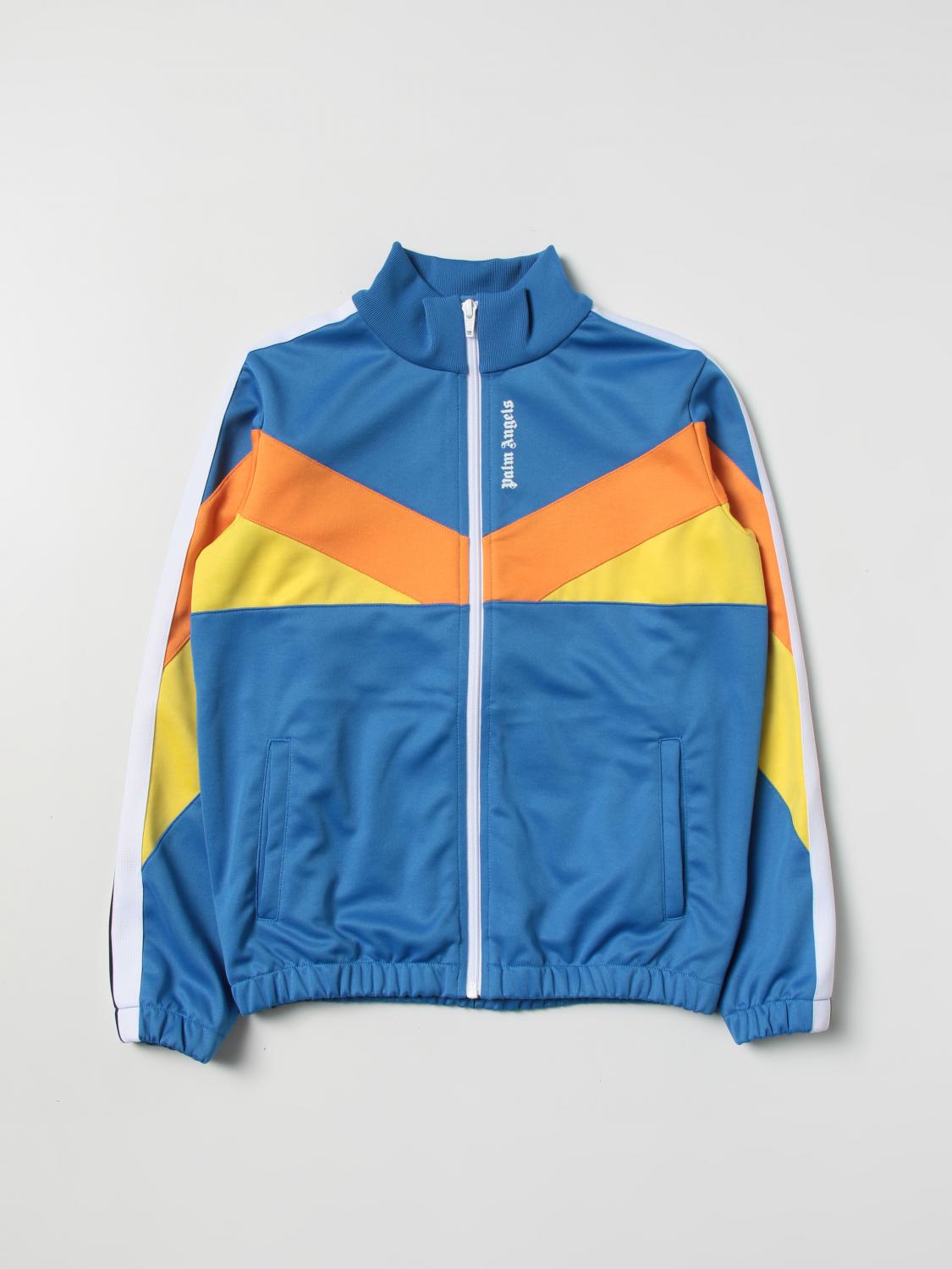 Palm Angels Color Block Cotton & Tech Track Jacket In Blue