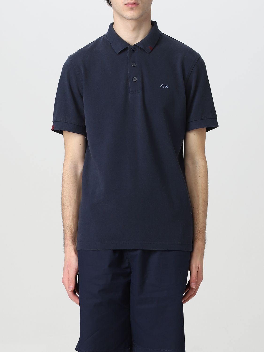 SUN 68: polo shirt for man - Navy | Sun 68 polo shirt A33101 online on ...