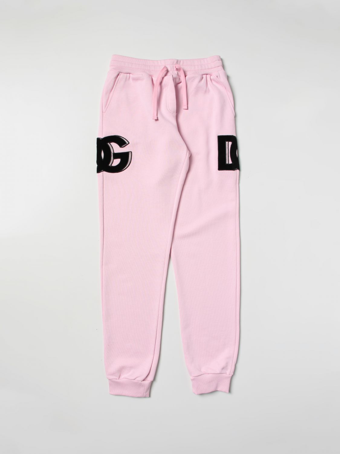 Dolce & Gabbana Kids' Cotton Pants In Baby Pink