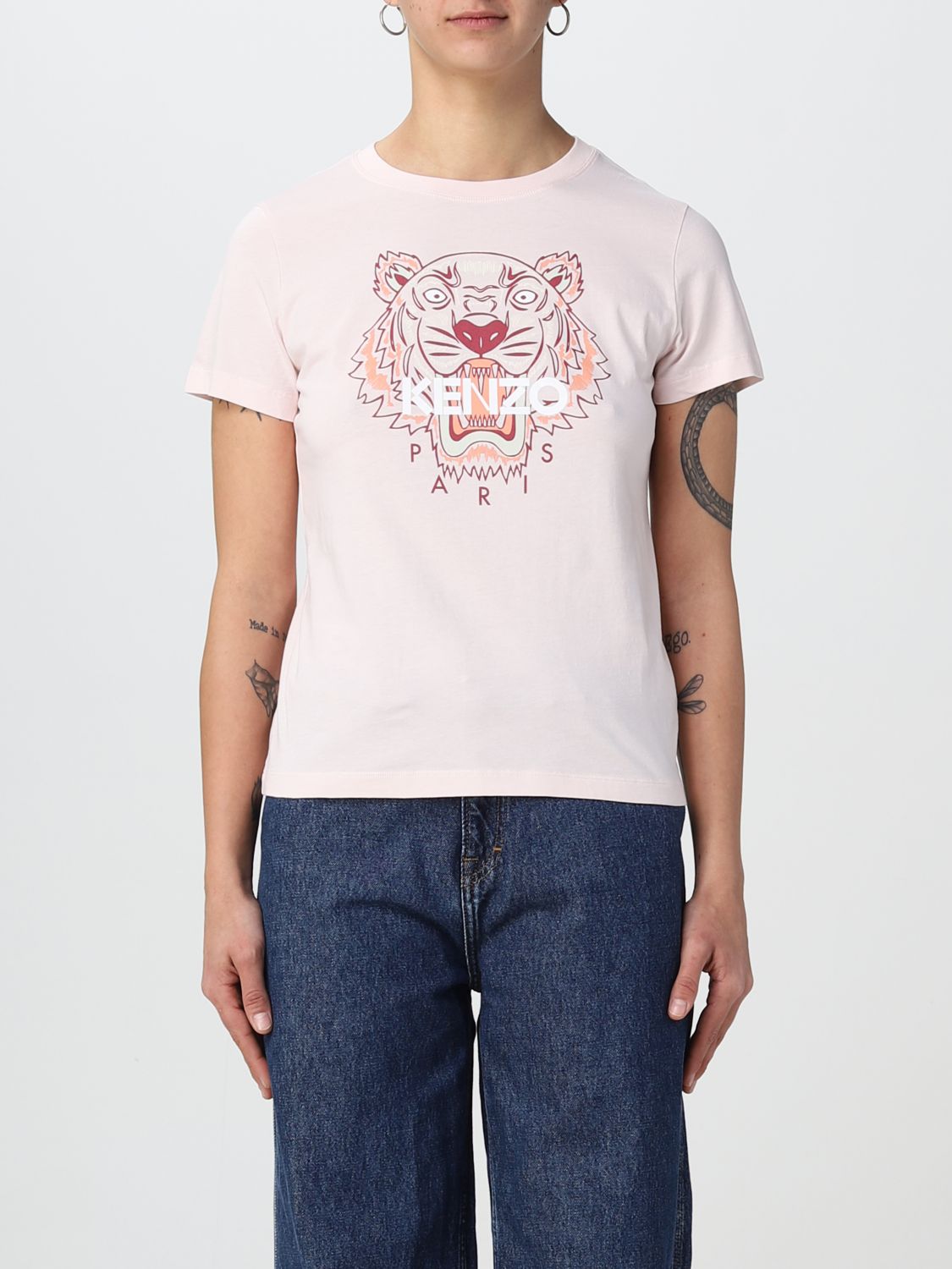 T-shirt Kenzo: T-shirt Tiger Kenzo in cotone rosa 1