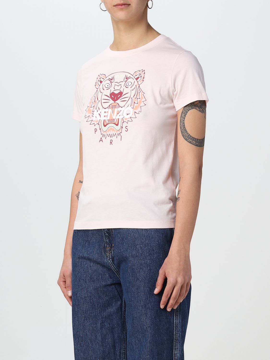 T-shirt Kenzo: T-shirt Tiger Kenzo in cotone rosa 4