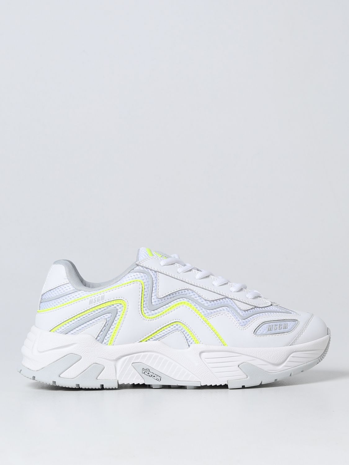Shop Msgm Sneakers In Leather And Mesh In White