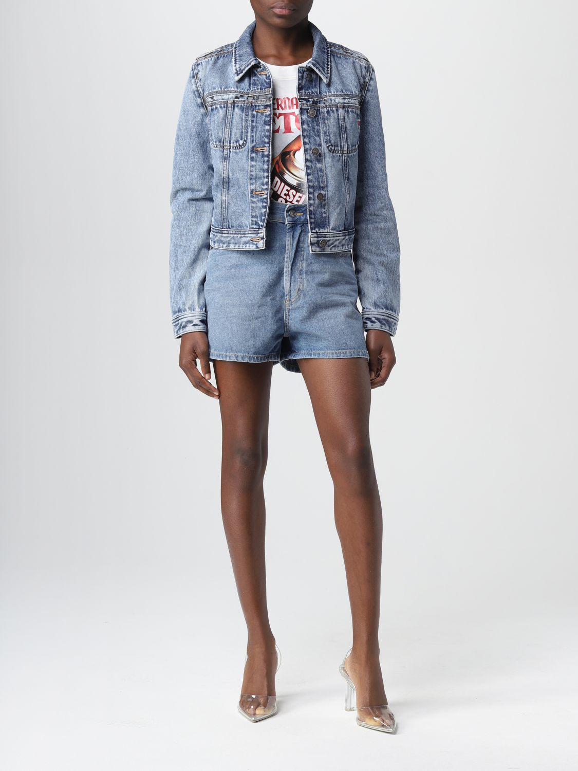 DIESEL: short for woman - Denim | Diesel short A088990LGAH online on ...