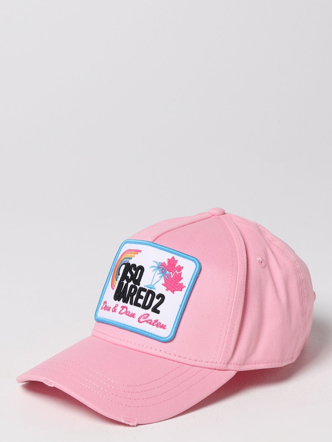 Cappello Dsquared2: Cappello Dsquared2 in cotone con patch logo rosa 1