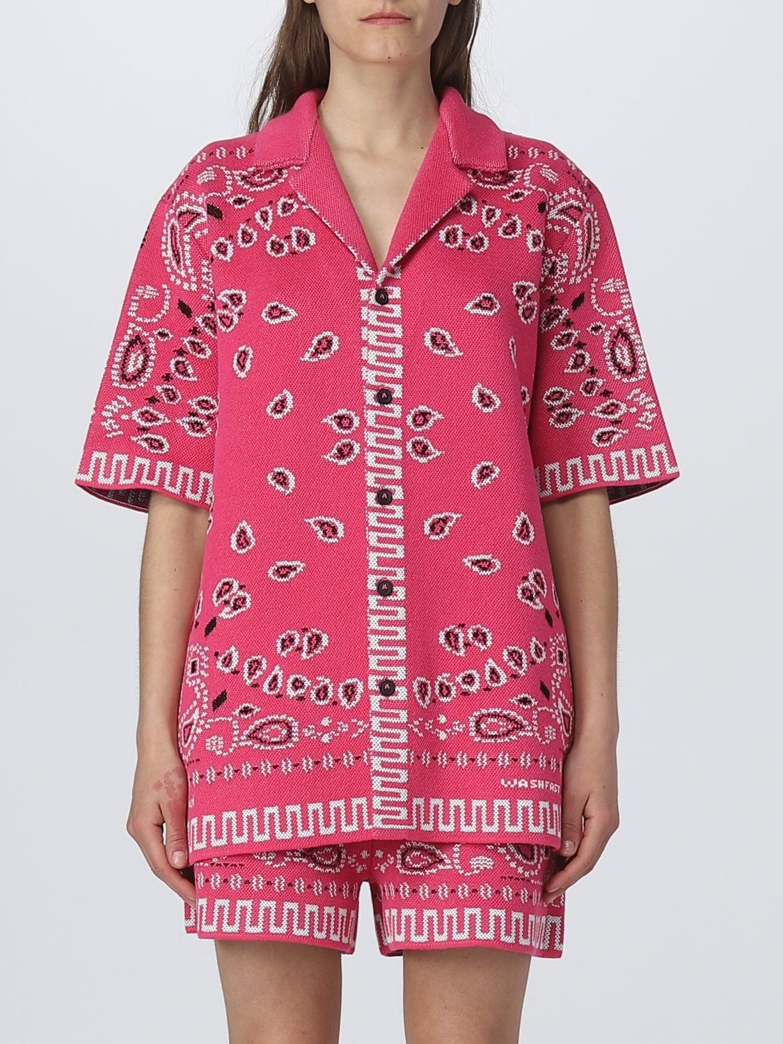 Alanui Bandana Jacquard Cotton-piqué Shirt In Pink