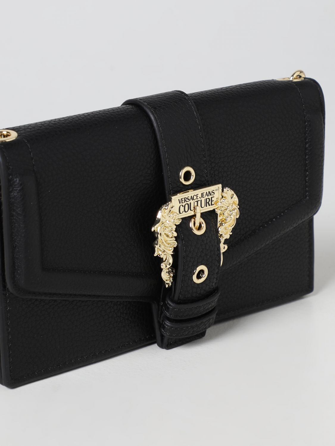 Borsa mini Versace Jeans Couture: Borsa wallet Versace Jeans Couture in pelle sintetica a grana nero 3