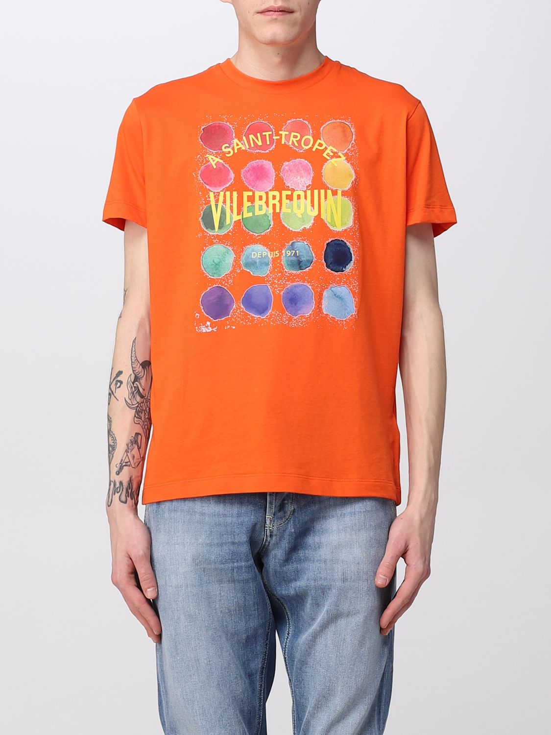 Shop Vilebrequin T-shirt  Men Color Orange
