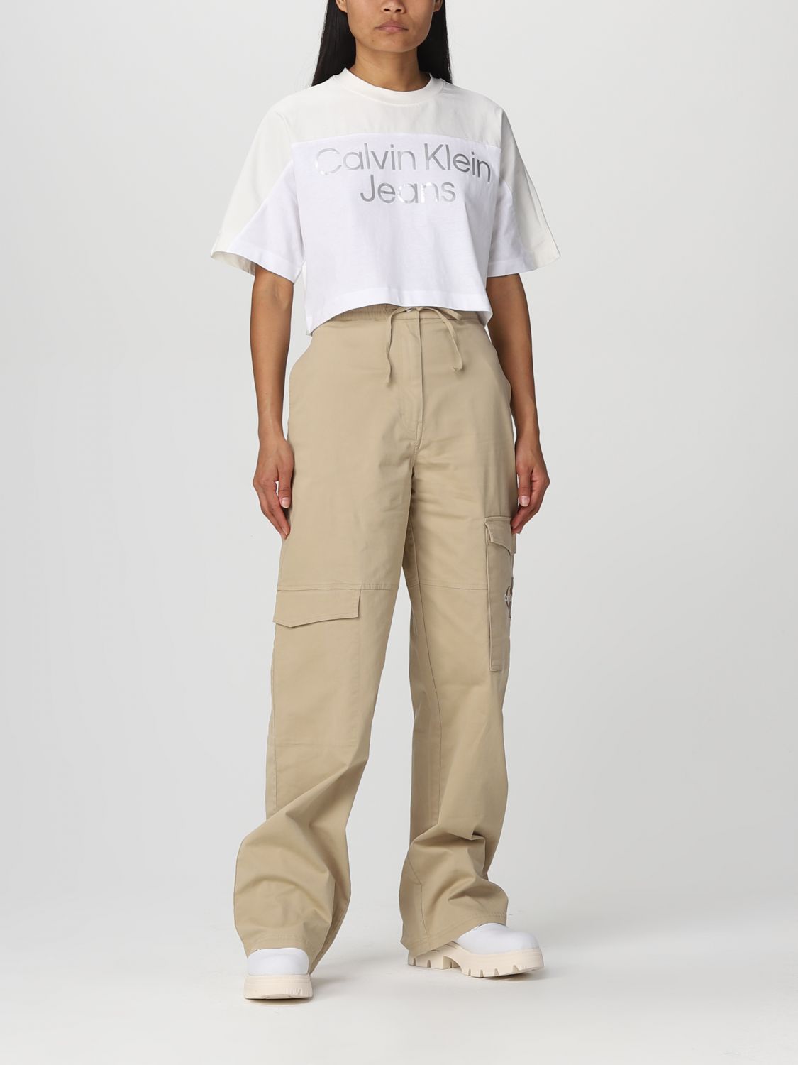 CALVIN KLEIN JEANS: jeans for woman - Beige | Calvin Klein Jeans jeans  J20J220263 online on 