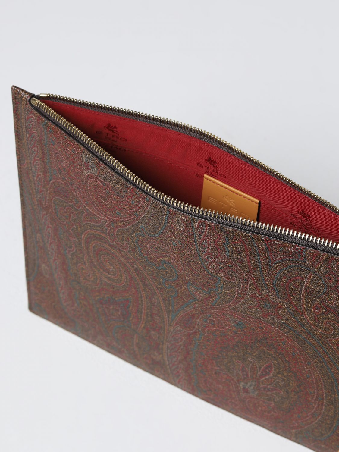 Briefcase Etro: Etro clutch in coated cotton with Paisley print red 4
