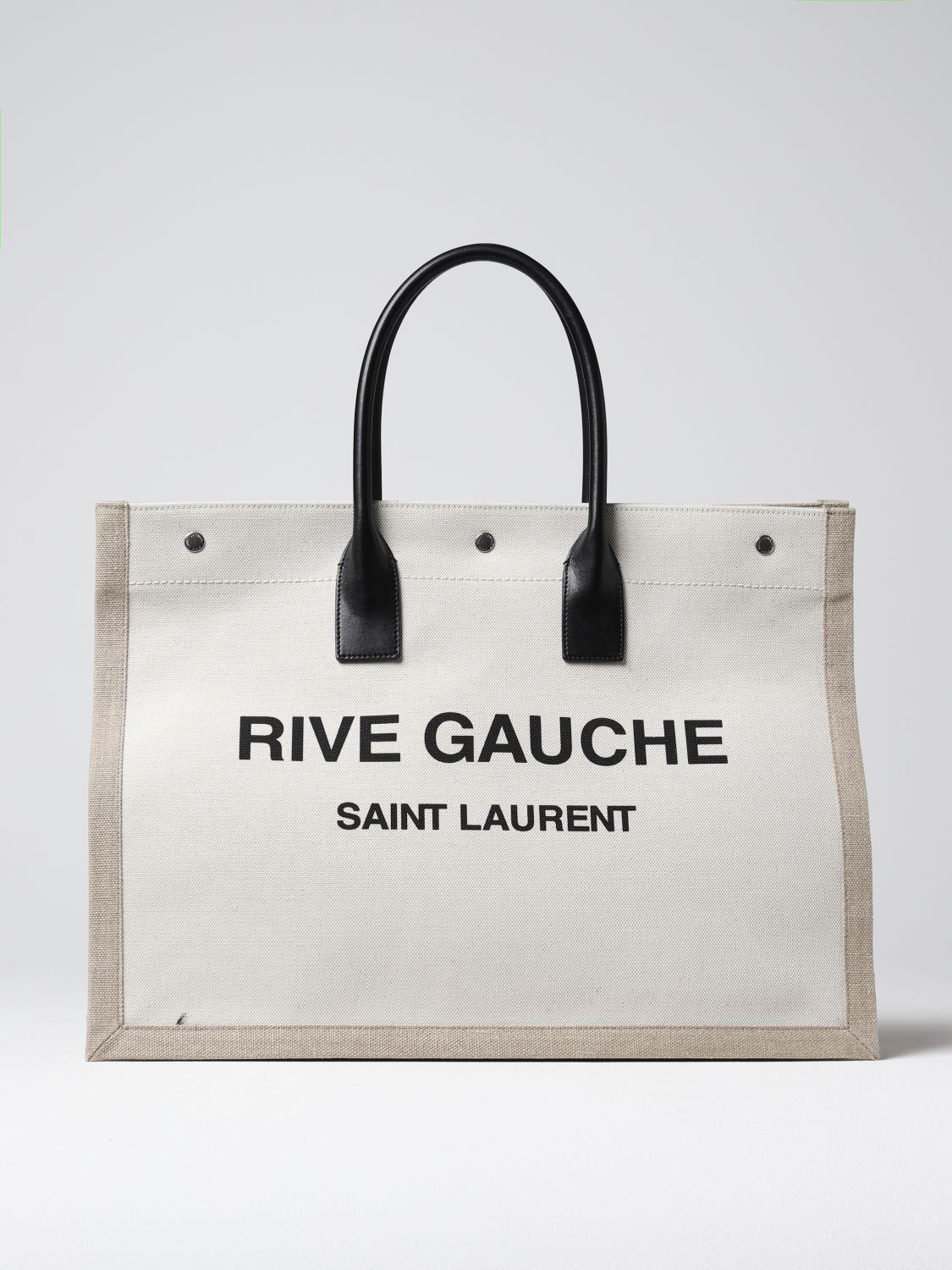 Borsa Saint Laurent: Borsa Rive Gauche Saint Laurent in canvas riciclata con logo grigio 1