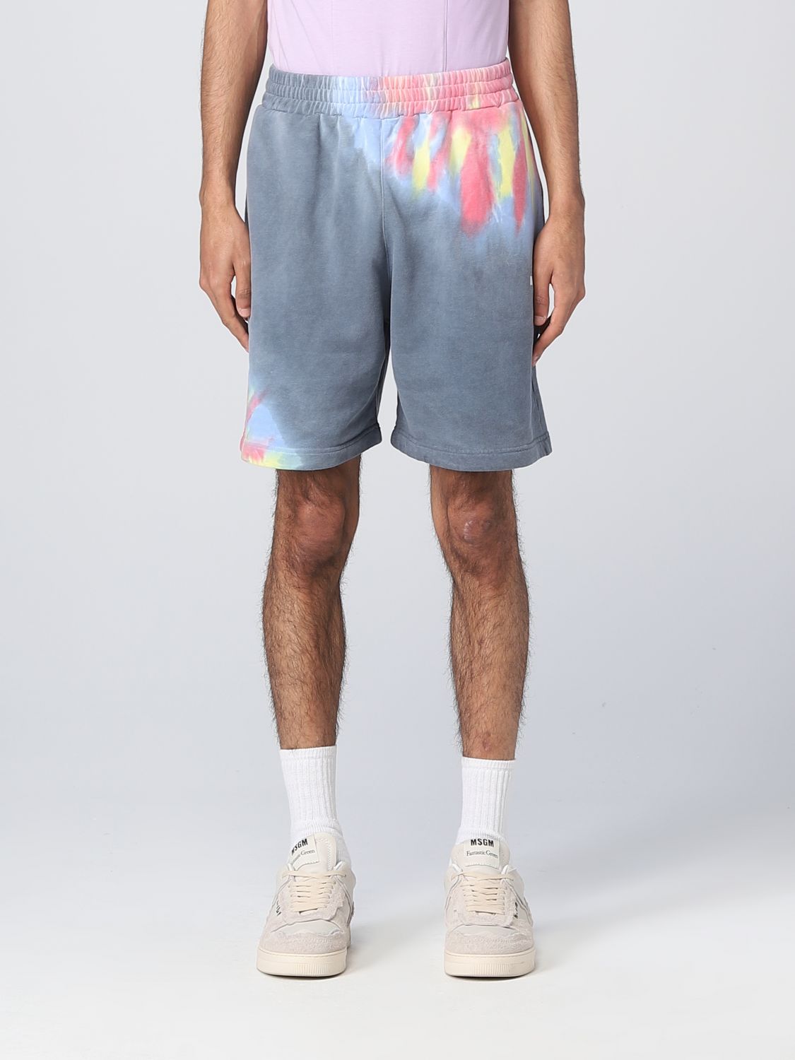 Shop Msgm Shorts In Cotton In Multicolor