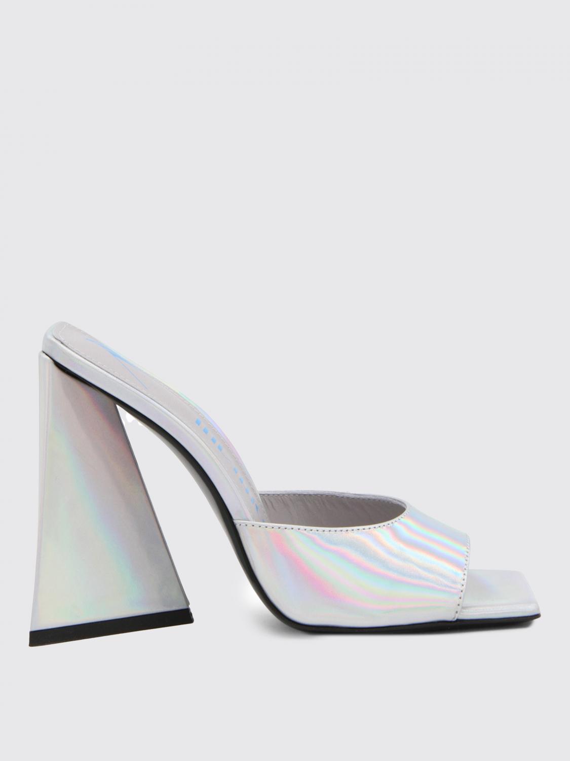 Attico Devon Metallic Leather Mule In Silver