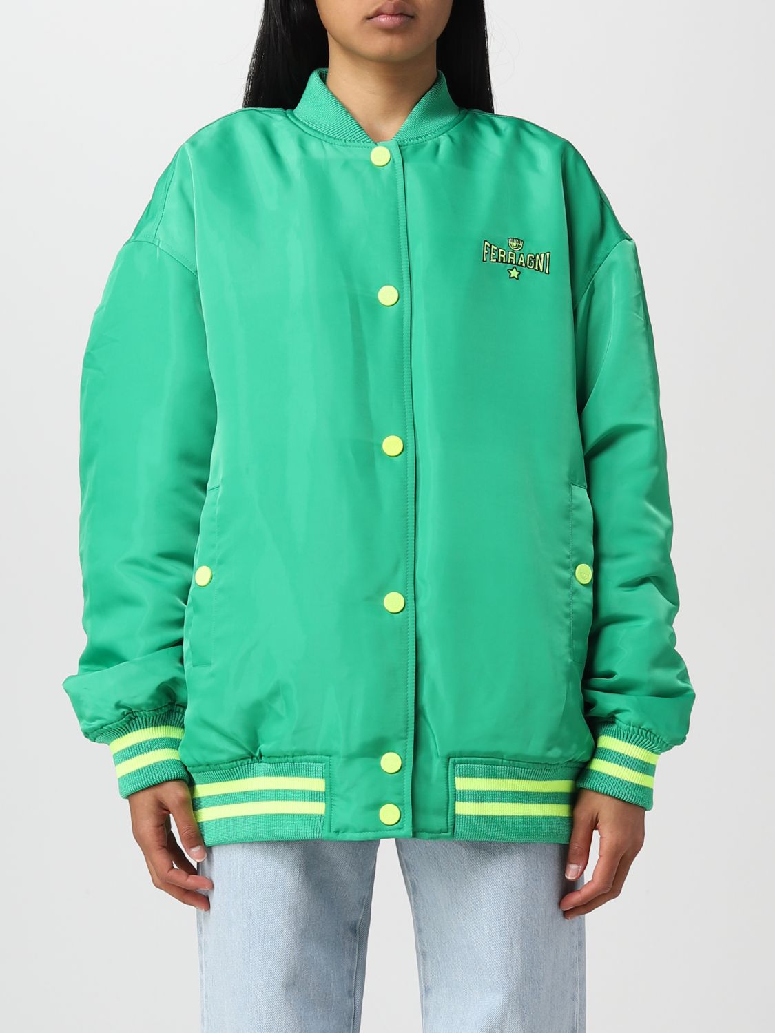Shop Chiara Ferragni Jacket  Woman Color Green
