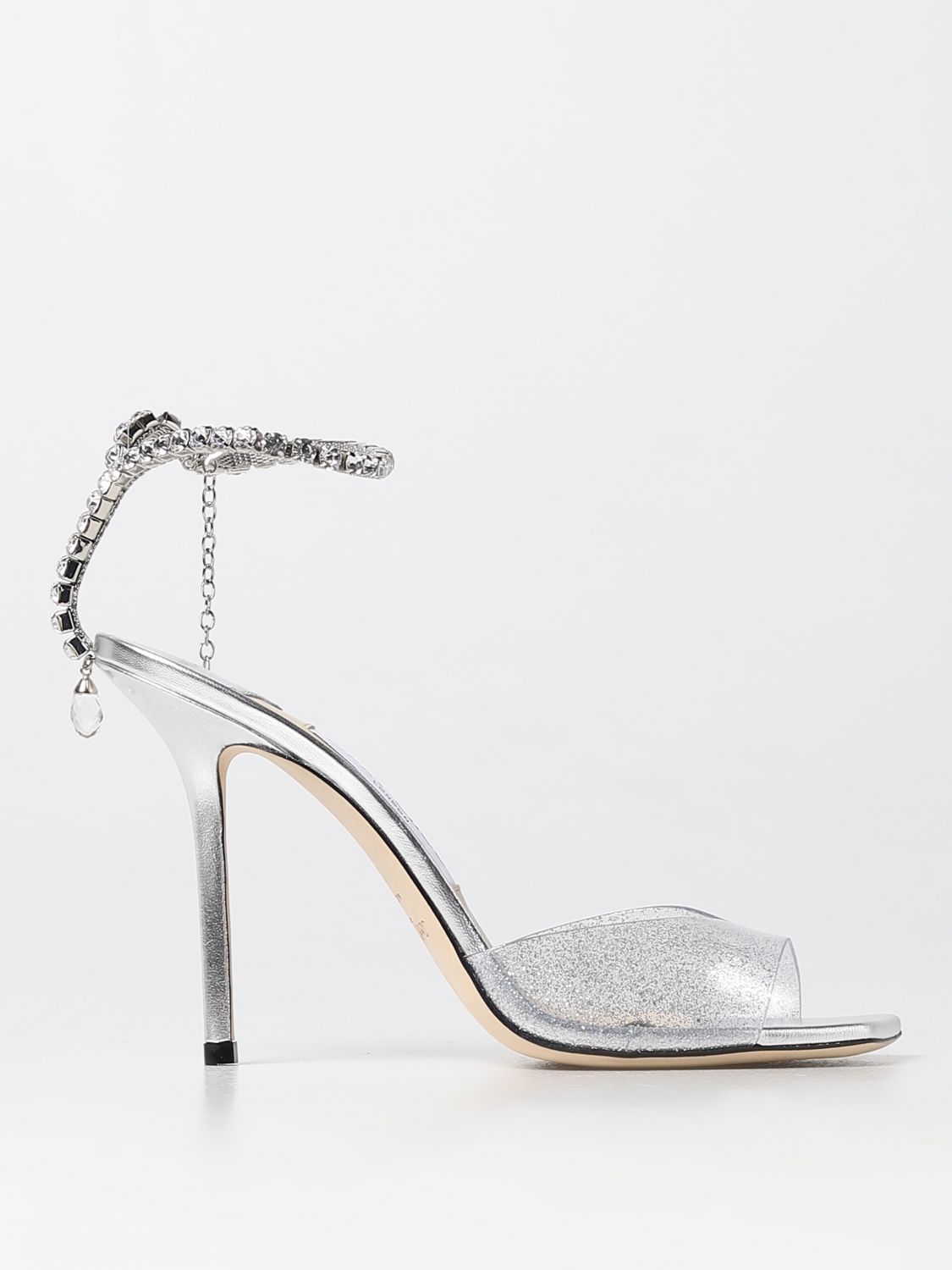 JIMMY CHOO: heeled sandals for woman - Silver | Jimmy Choo heeled ...