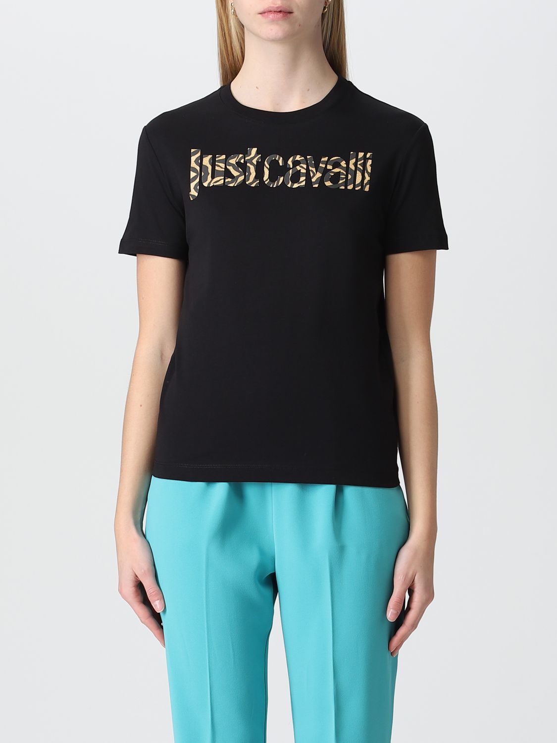 dans Zwijgend vloot JUST CAVALLI: t-shirt for woman - Black | Just Cavalli t-shirt  74PBHG03CJ300 online on GIGLIO.COM