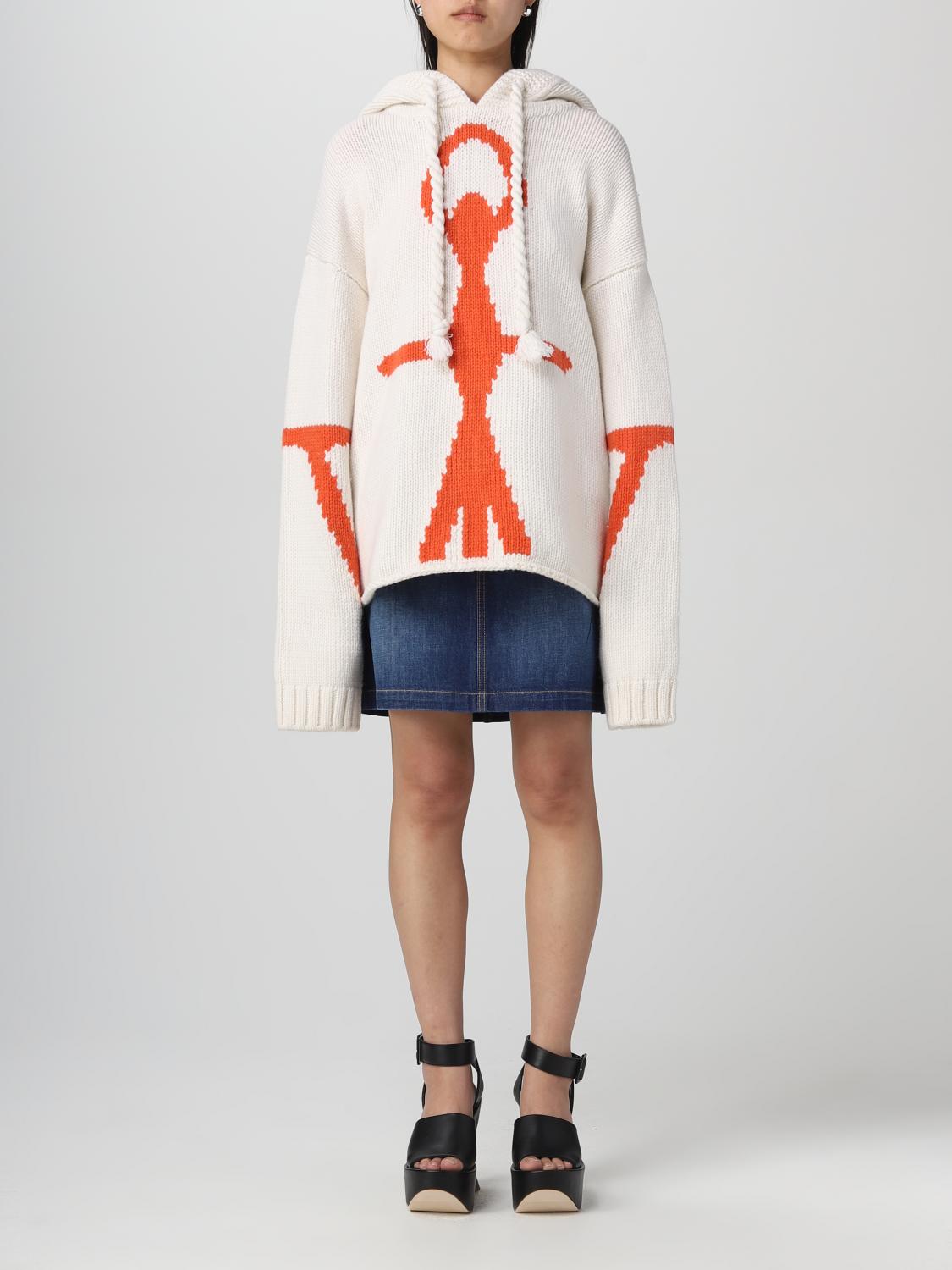 Jw Anderson Anchor Logo Merino Hoodie In White
