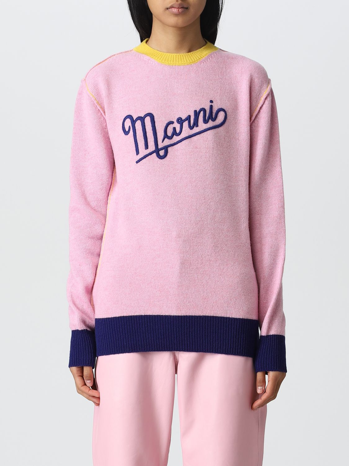 Shop Marni Sweater In Virgin Wool In Pink