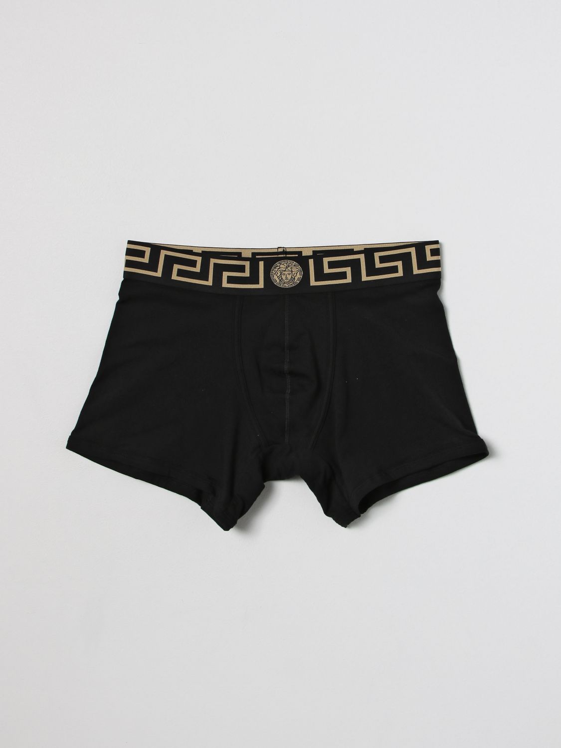 VERSACE: boxer in stretch cotton - Black | Versace underwear ...