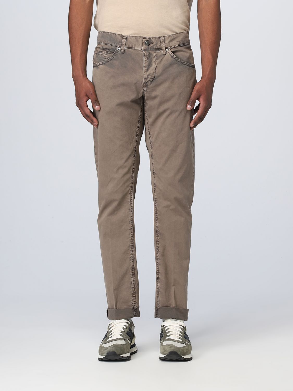 DONDUP: George pants in stretch cotton - Dove Grey | Dondup pants ...