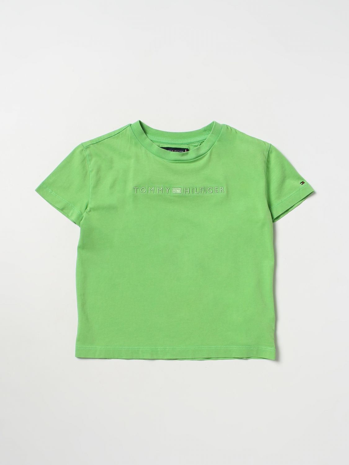 TOMMY HILFIGER: t-shirt boys - Green | Tommy t-shirt KB0KB08207 online on GIGLIO.COM