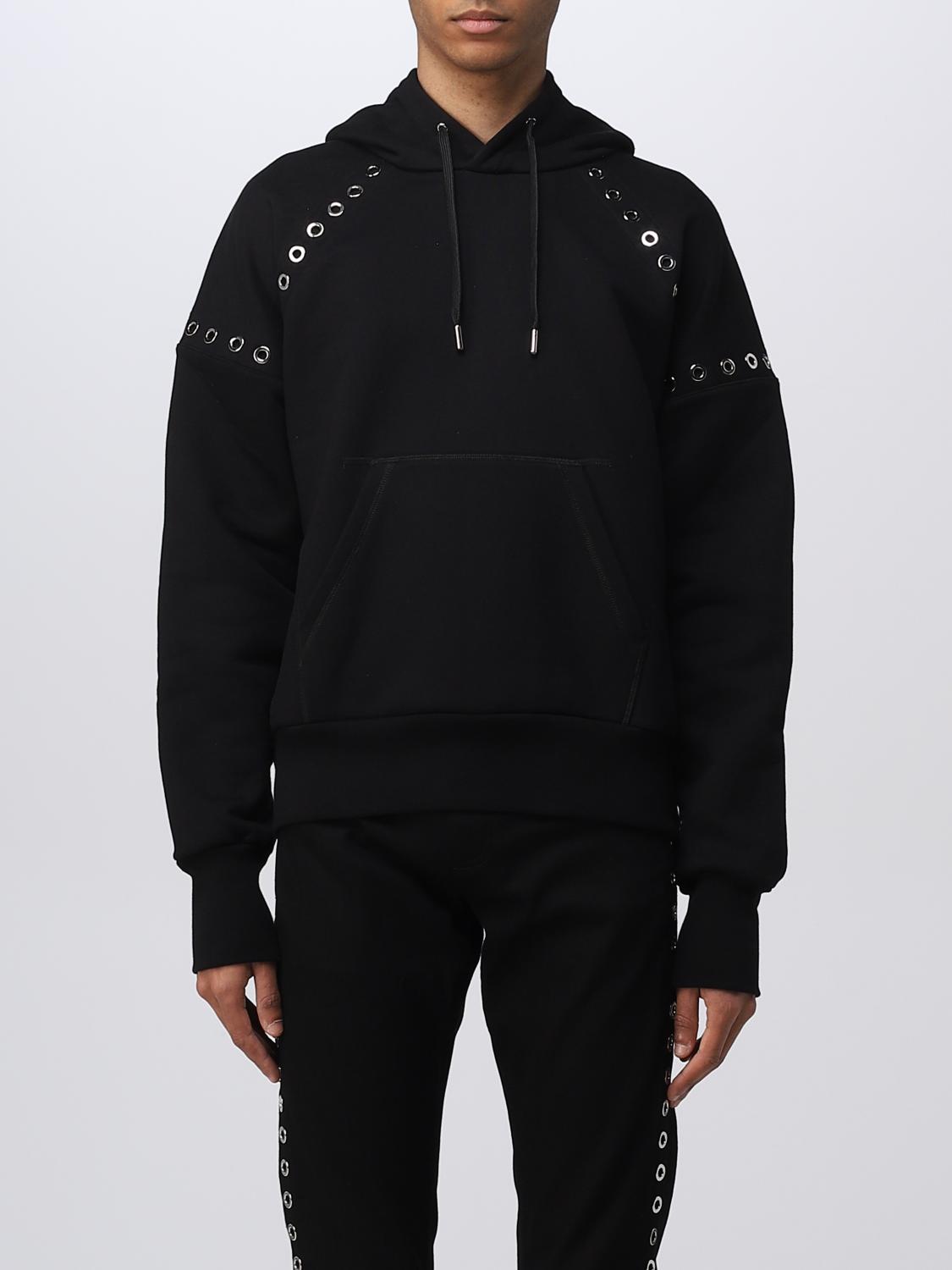 Alexander Mcqueen Eyelets Hooded Sweatshirt In Black