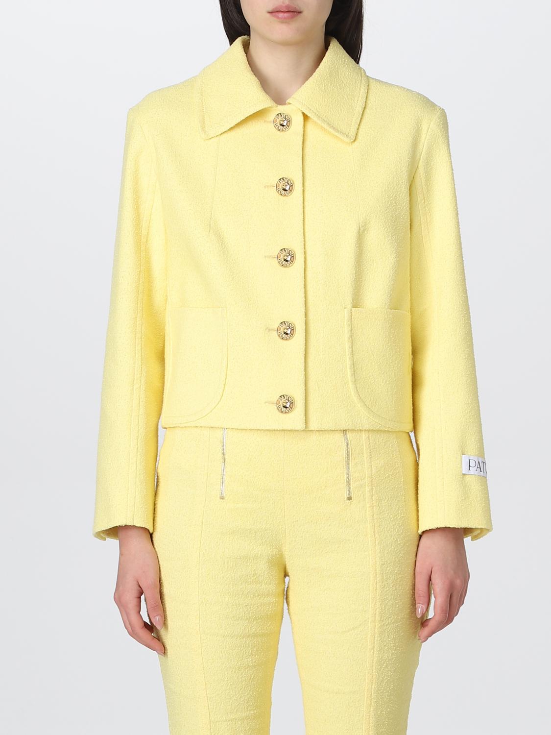 Patou Yellow Jacket With Branded Buttons In Cotton Blend Tweed Woman In Yellow