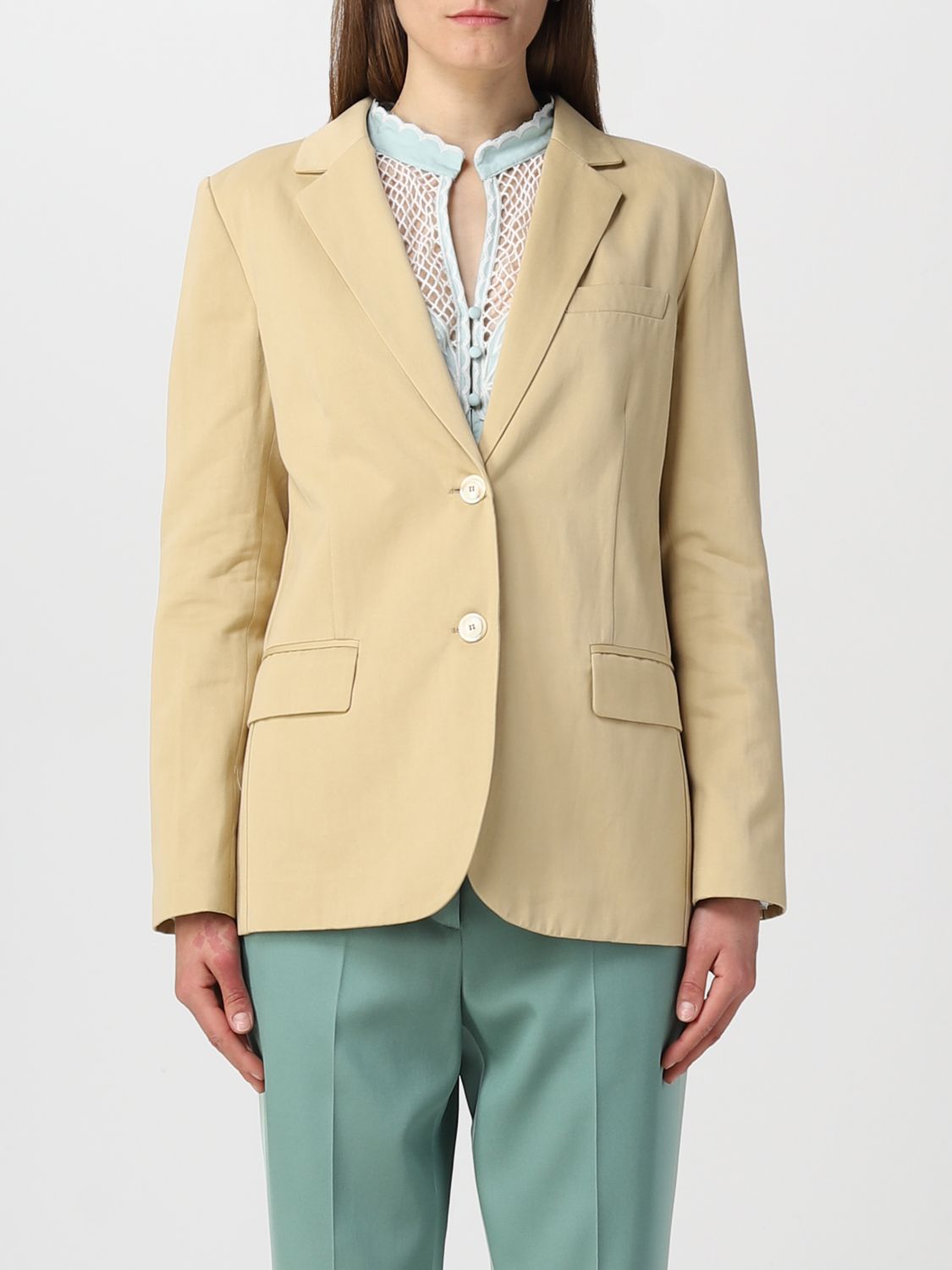 TWINSET BLAZER IN COTTON AND LINEN,E09256054