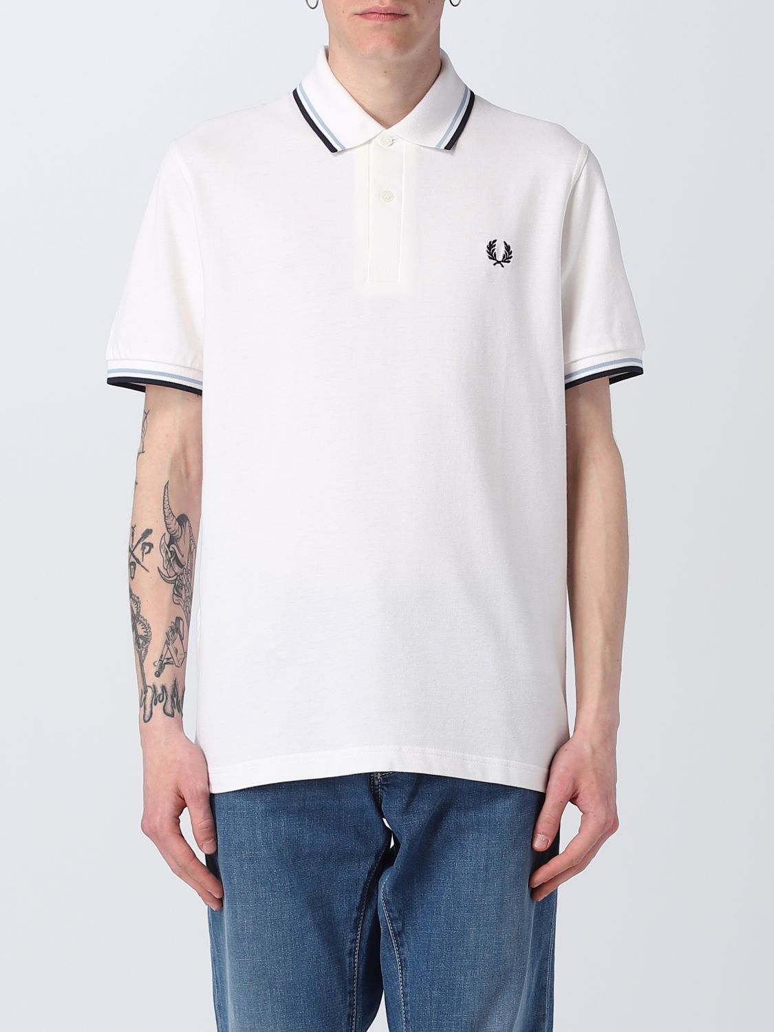 FRED PERRY: polo shirt for man - White | Fred Perry polo shirt M1245 ...