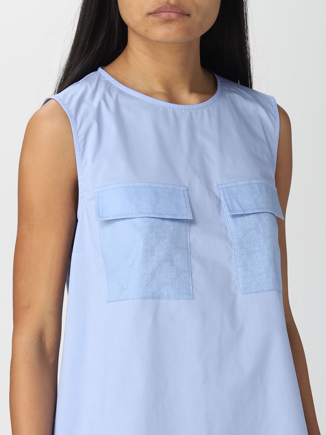 SEMICOUTURE: top for woman - Gnawed Blue | Semicouture top Y3SK02