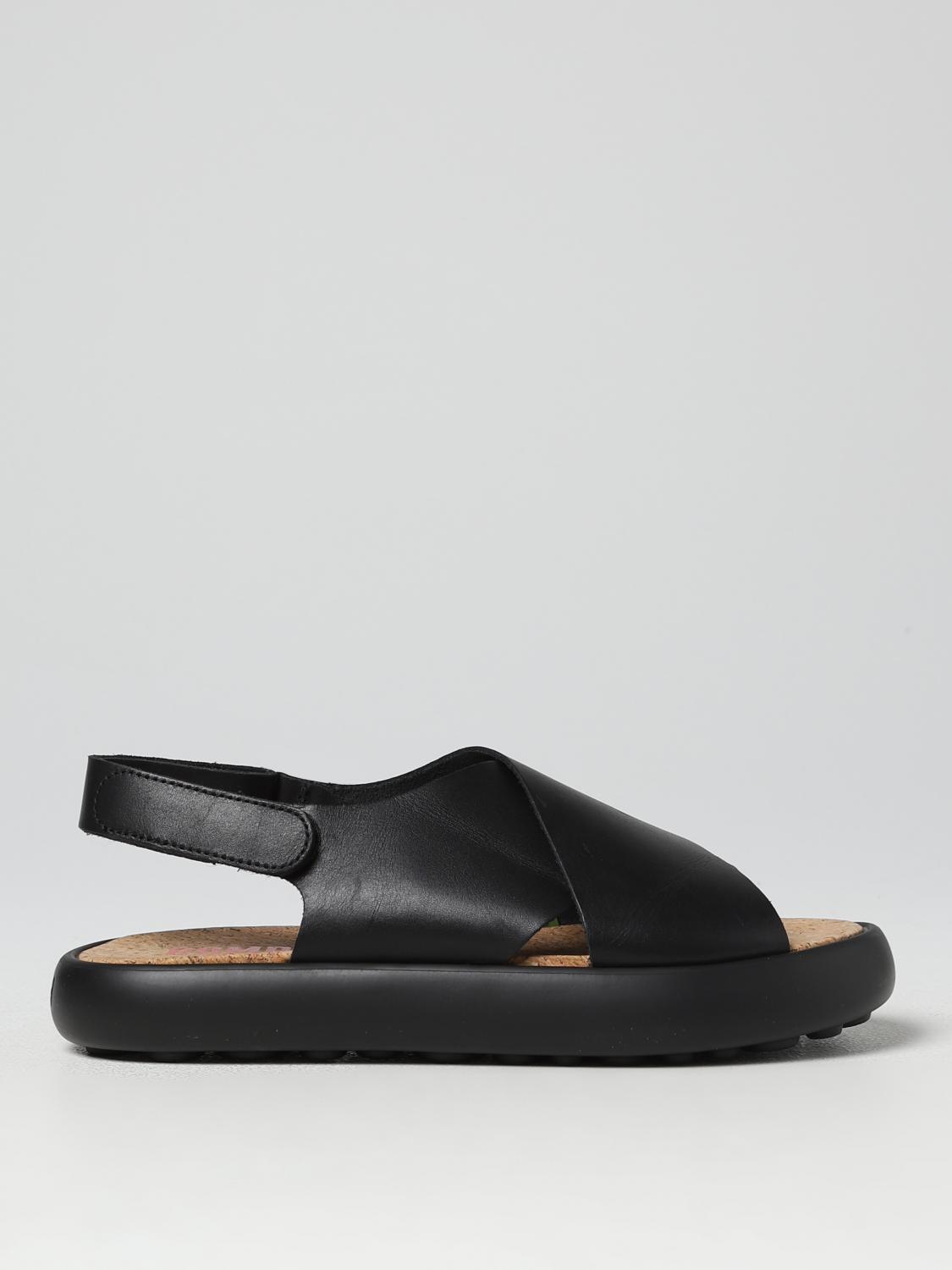 camper black sandals