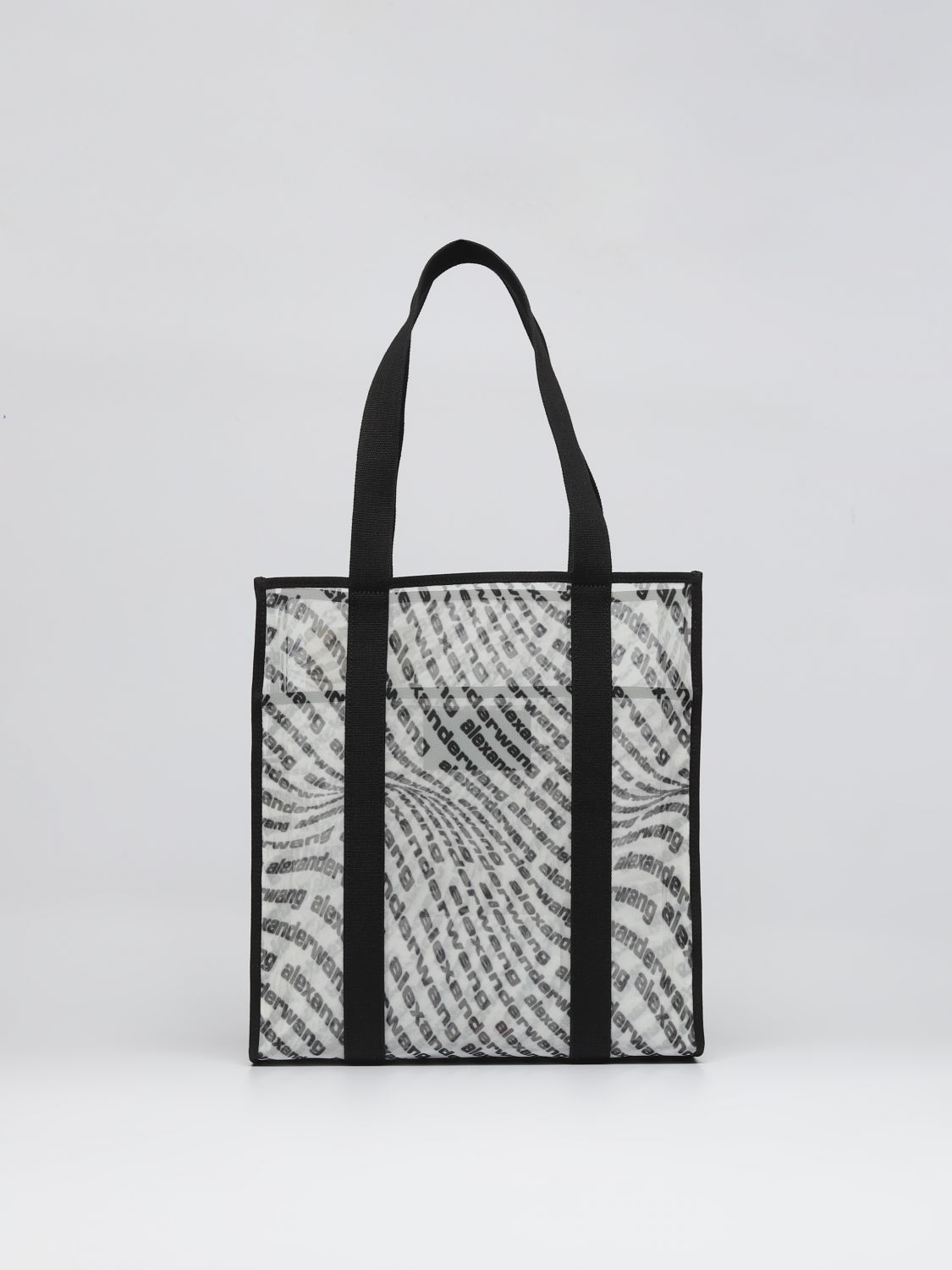 Alexander Wang The Freeze Bag In Mesh Nylon With All Over Logo In White