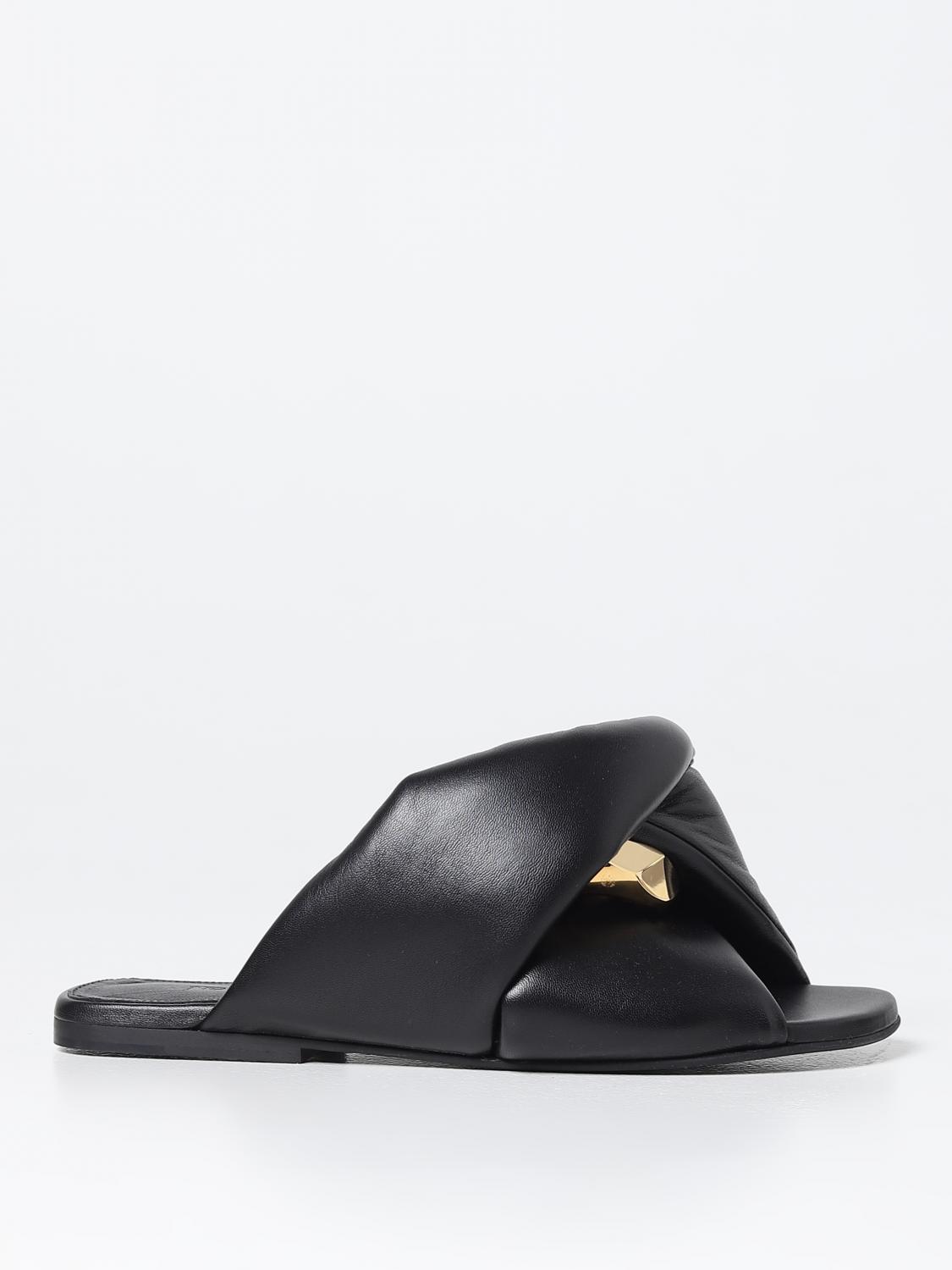 Jw Anderson Twist Chain Flat Slide Sandals In Black