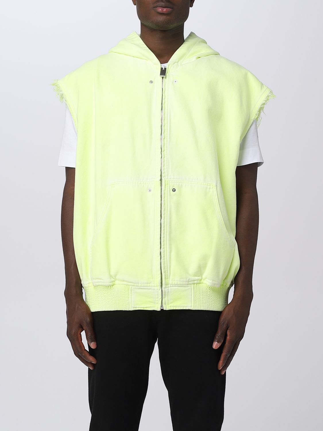 Alyx Sleeveless Skate Jacket Neon Yellow Canvas Hooded Vest - Sleeveless Skate Jacket