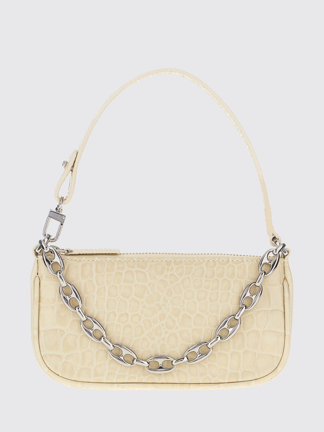 By Far Rachel Mini Croc-embossed Leather Shoulder Bag In Pink