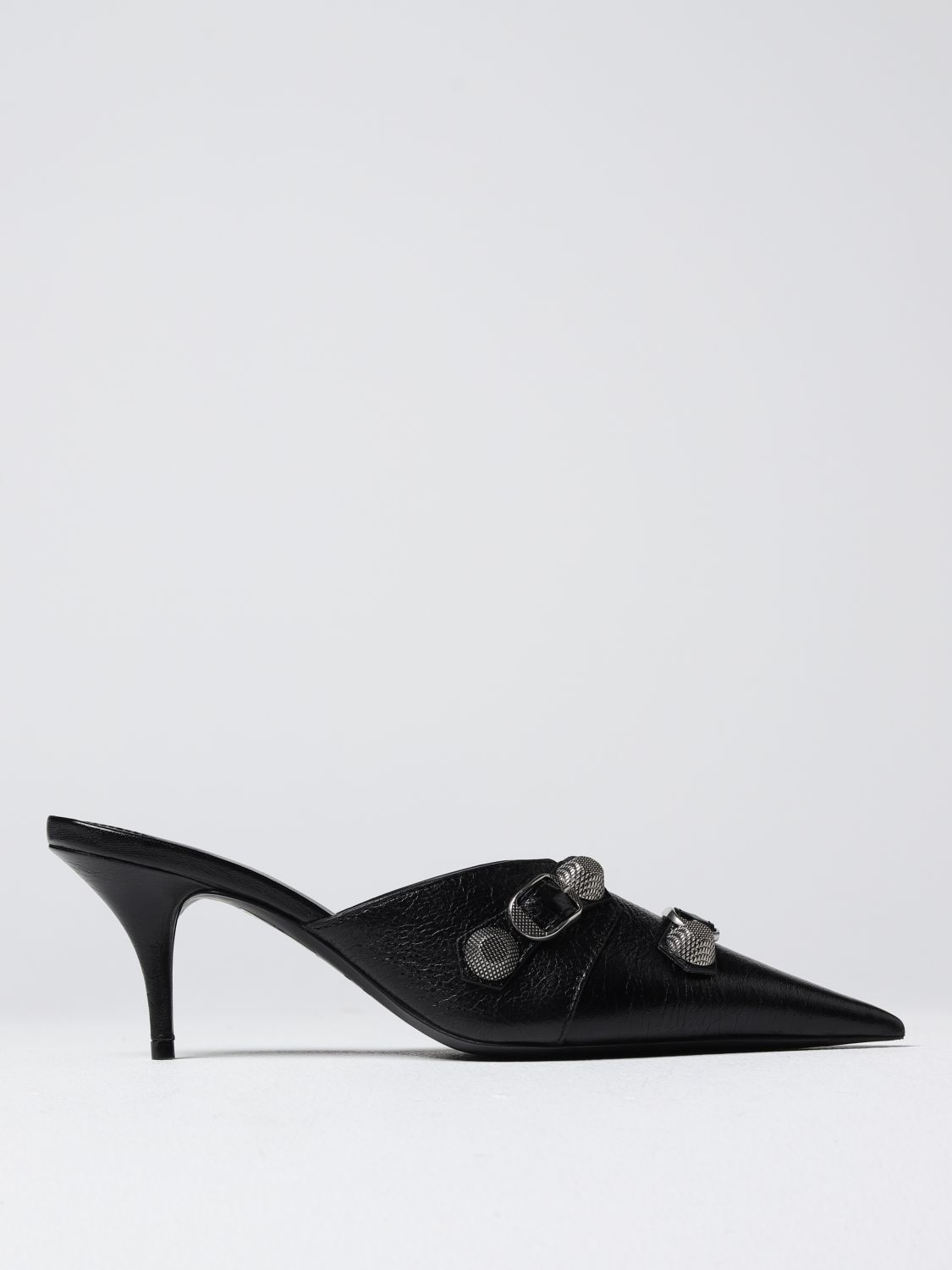 Shop Balenciaga Cagole Mules In Leather In Black