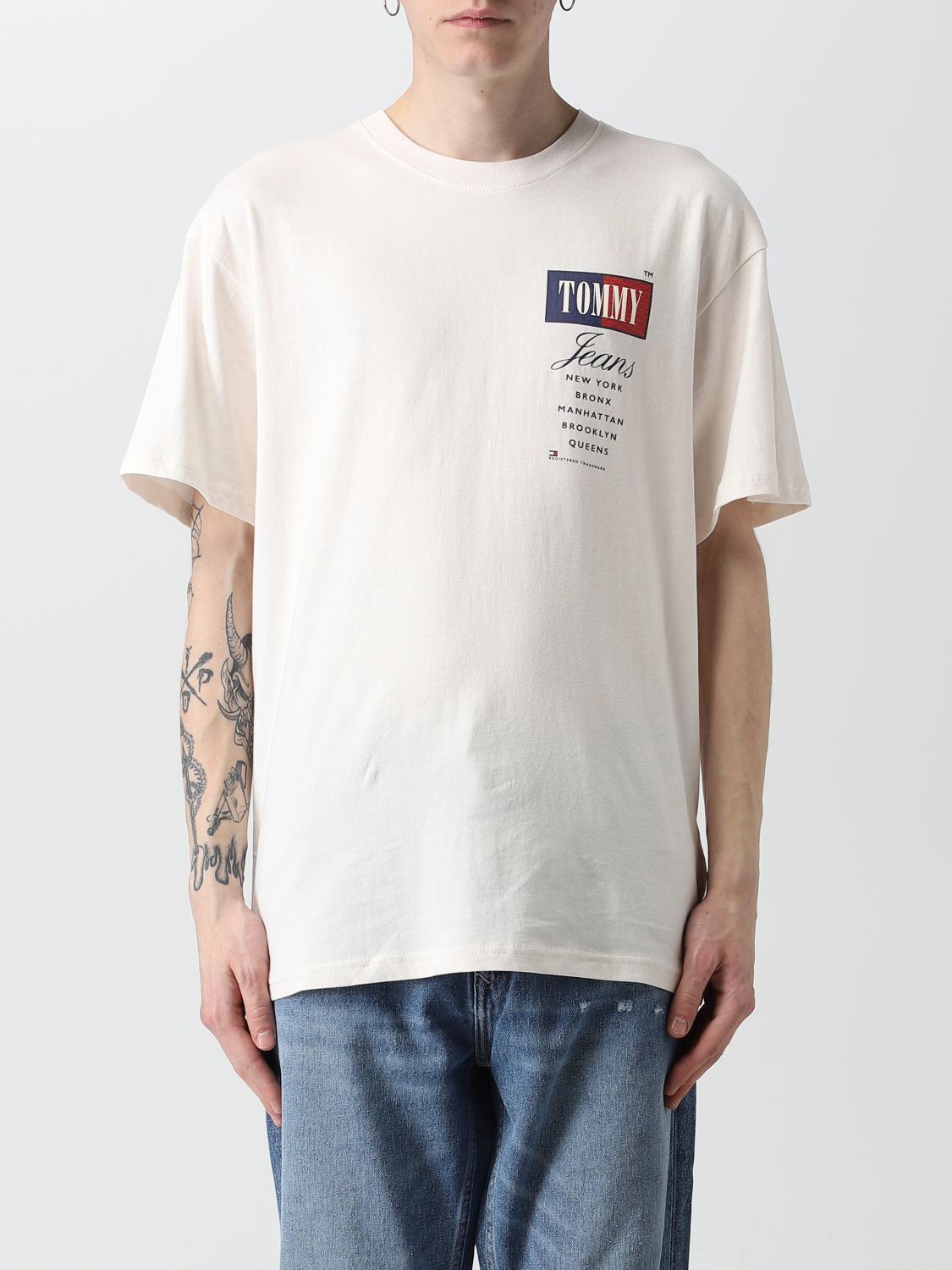 TOMMY JEANS: t-shirt for man - White | Tommy Jeans DM0DM15680 online on GIGLIO.COM