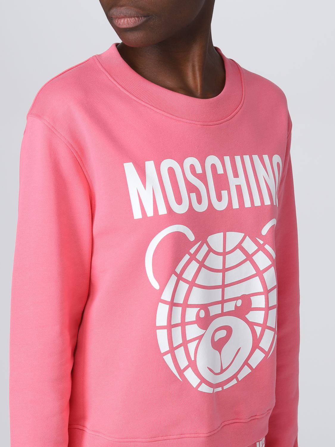 Felpa Moschino Couture: Felpa Moschino Couture in cotone rosa 4