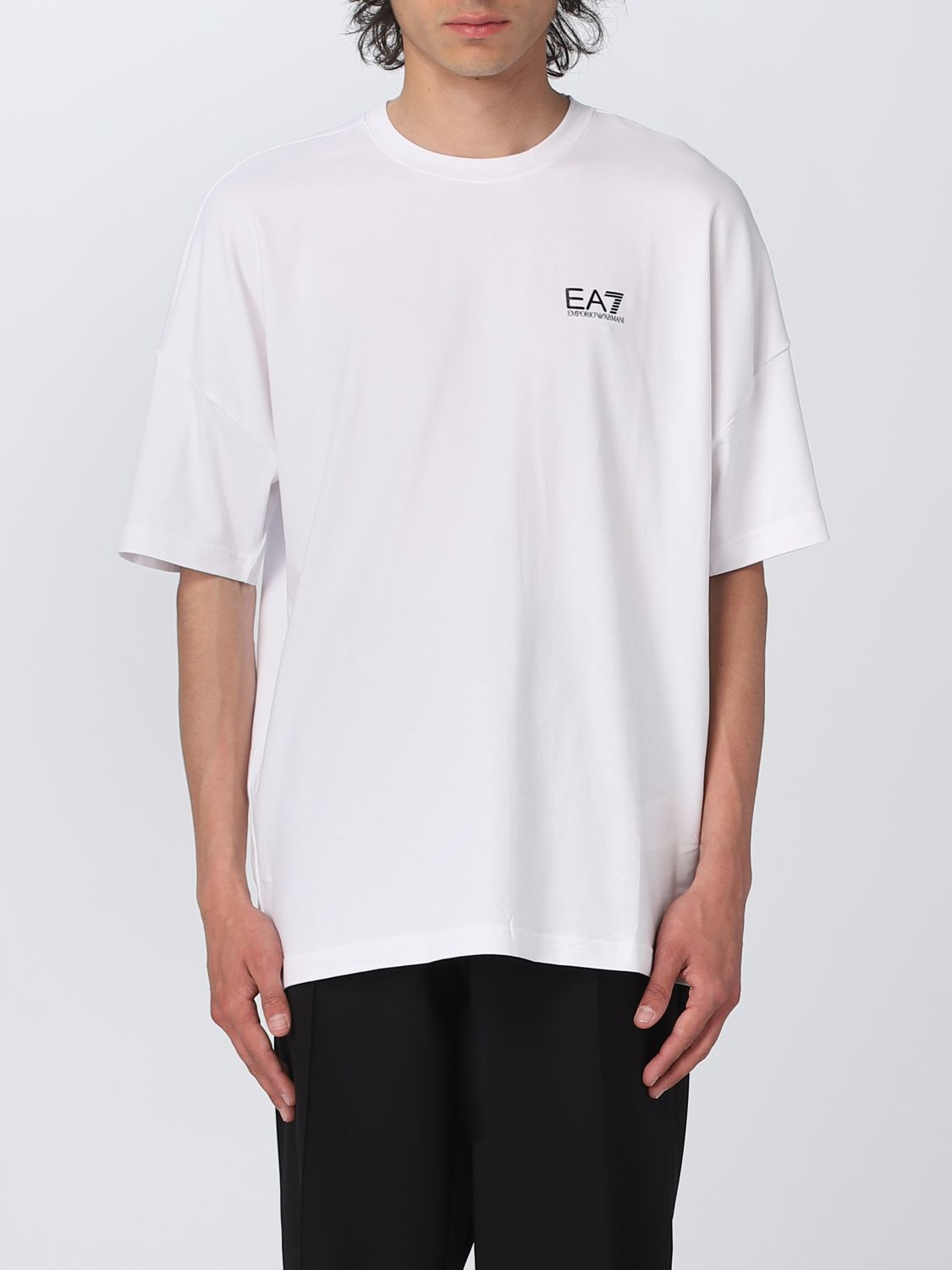 Ea7 Logo Cotton T-shirt In White 1