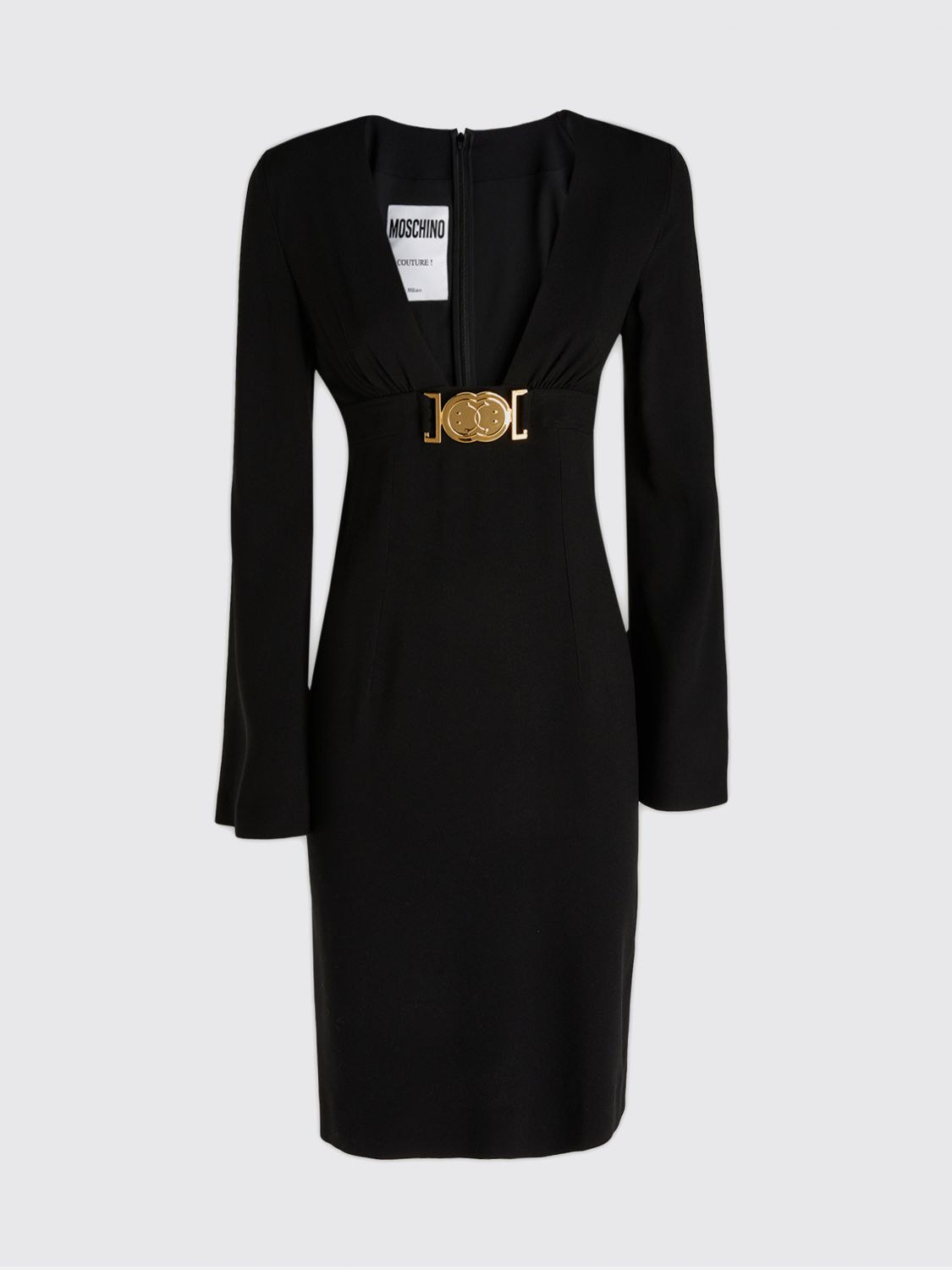 Moschino Silhouette Buckle Sleeves Neckline In Black