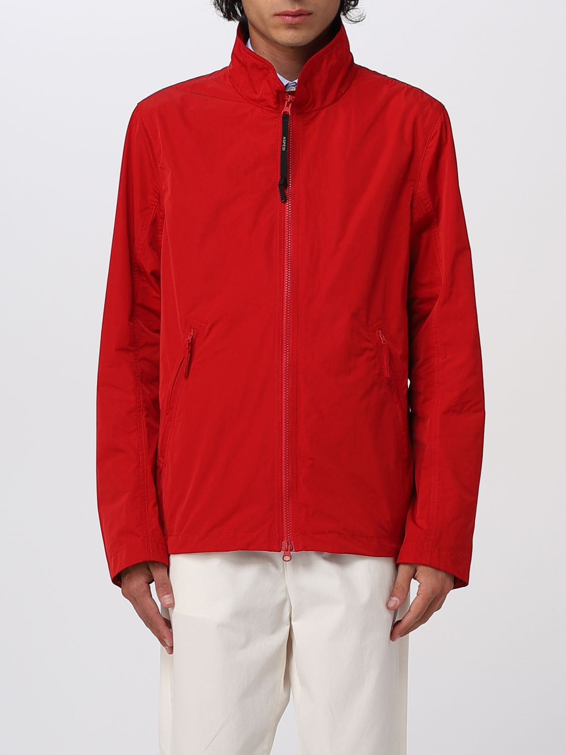 Aspesi High-neck Zip-up Jacket In Red