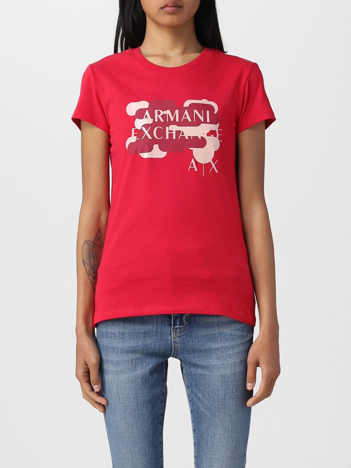 ARMANI EXCHANGE: t-shirt for woman Fuchsia | Armani Exchange t-shirt 3RYTEEYJDGZ online on GIGLIO.COM