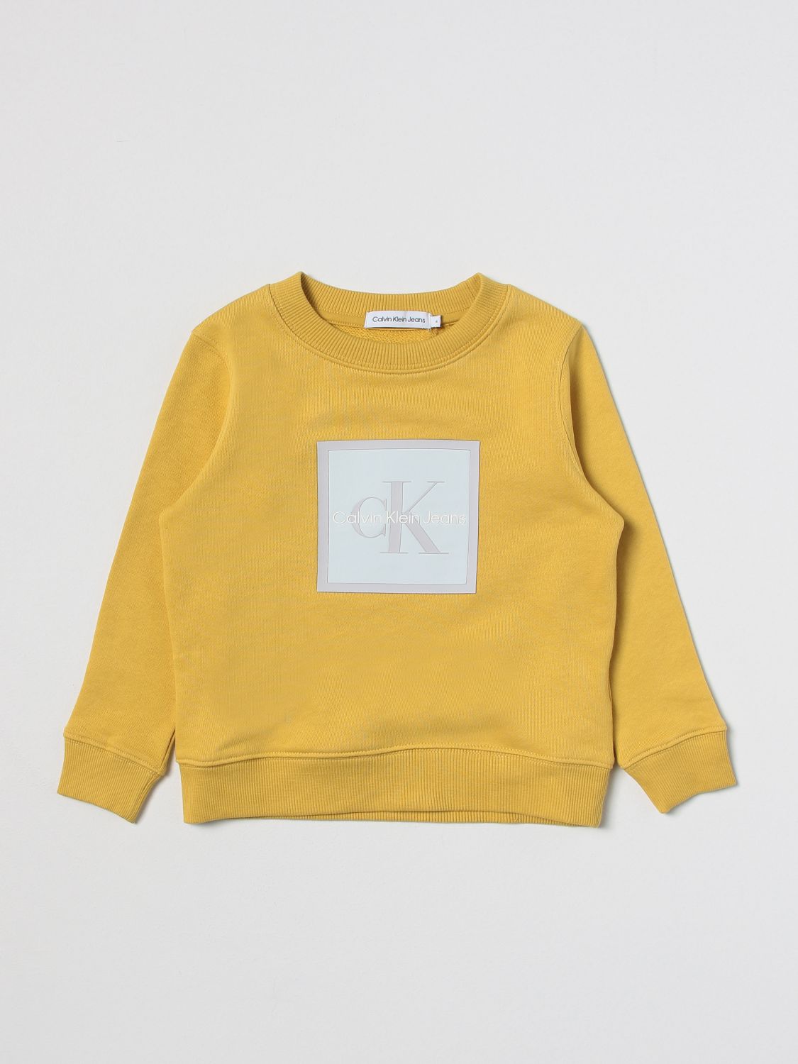 JEANS: sweater for boys - Yellow Calvin Klein Jeans sweater IB0IB01571 online on GIGLIO.COM