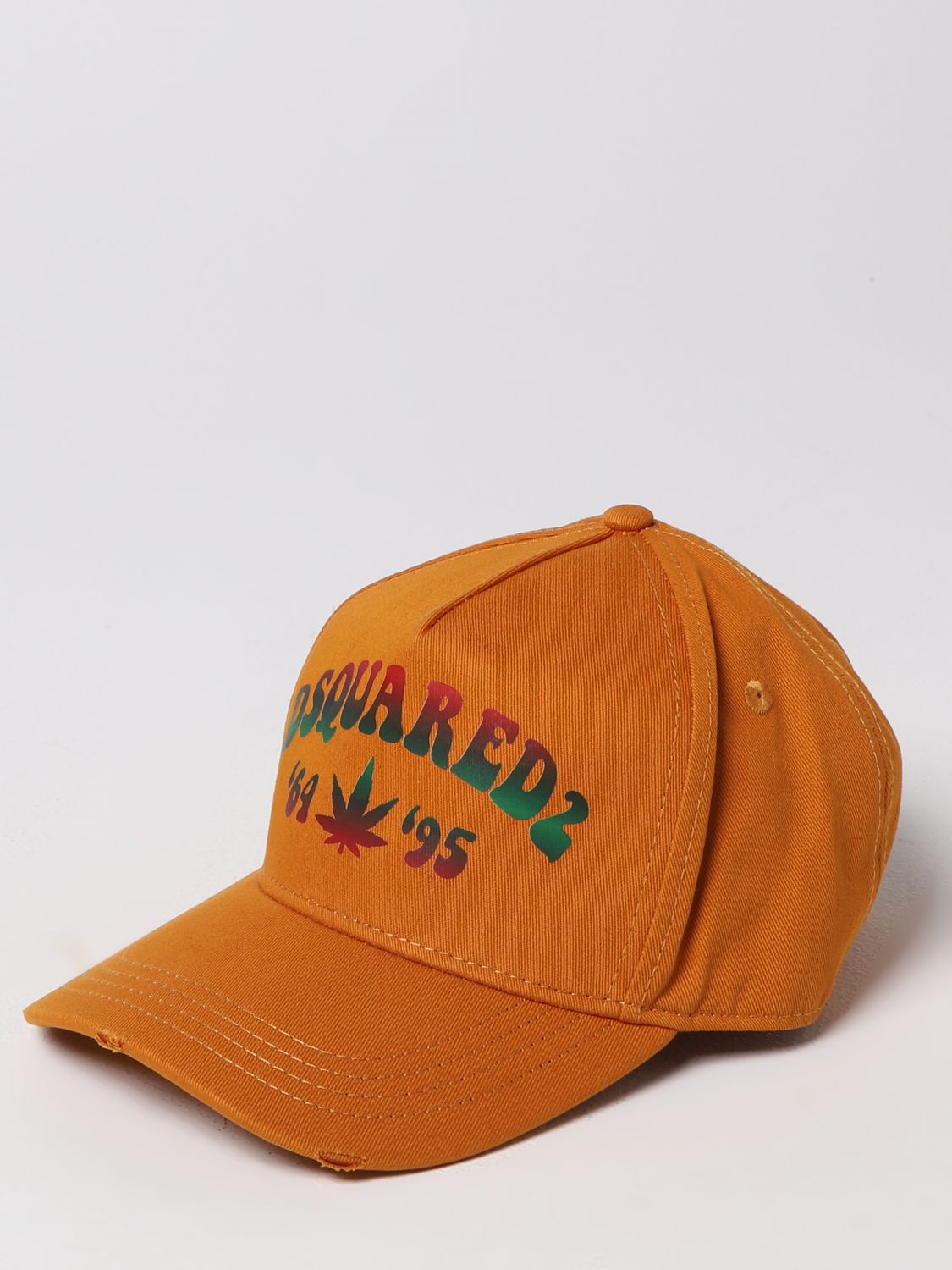 Cappello Dsquared2: Cappello Dsquared2 in cotone con logo stampato arancione 1